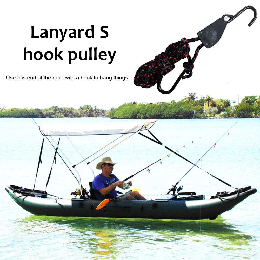 Adjustable Lanyard Lifting Pulley Hook for Outdoor Tent Lamp