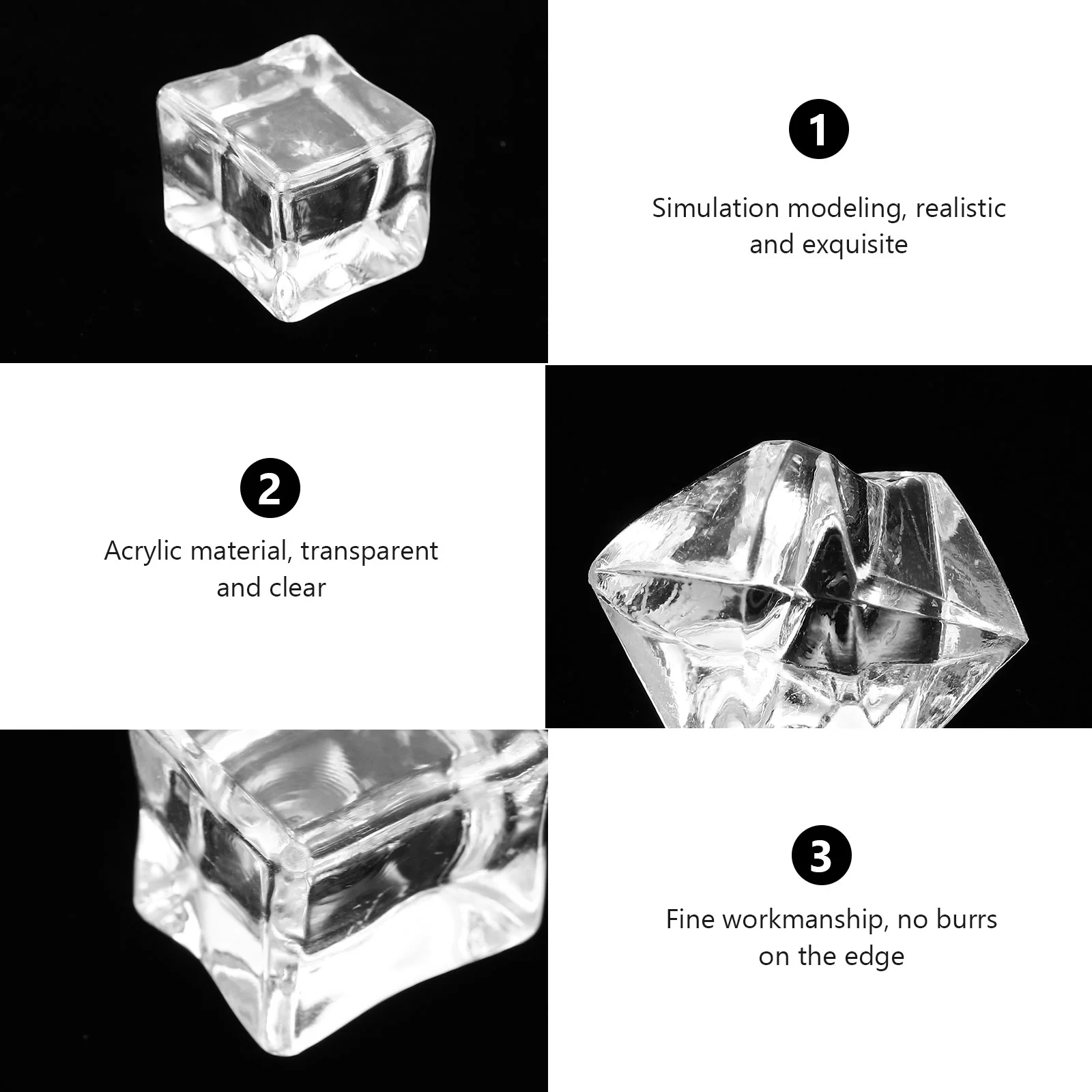 Ice Cube Simulation Acrylic Props 48 Pcs 25X2X2CM For Decoration