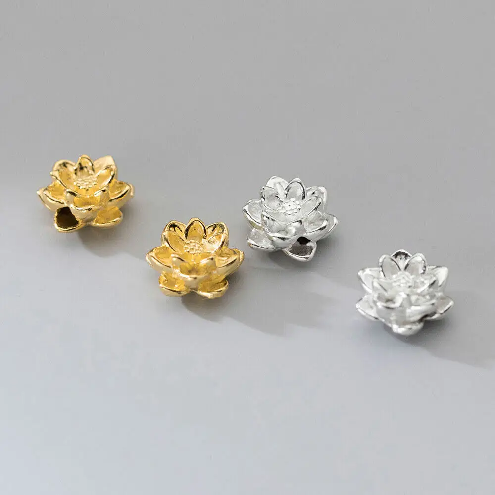 5 Pz/Lotto 999 Fine Silver Lovely Lotus Flower Charm Ciondolo Due Colori Disponibili
