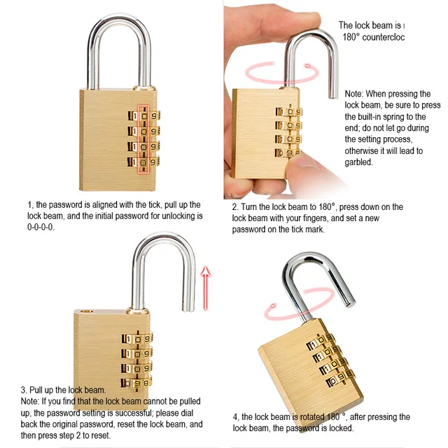 4 Dial Digit Password Lock Combination Suitcase Luggage Metal Code Password Locks Padlock Travel Safe Anti-Theft Cijfersloten 6