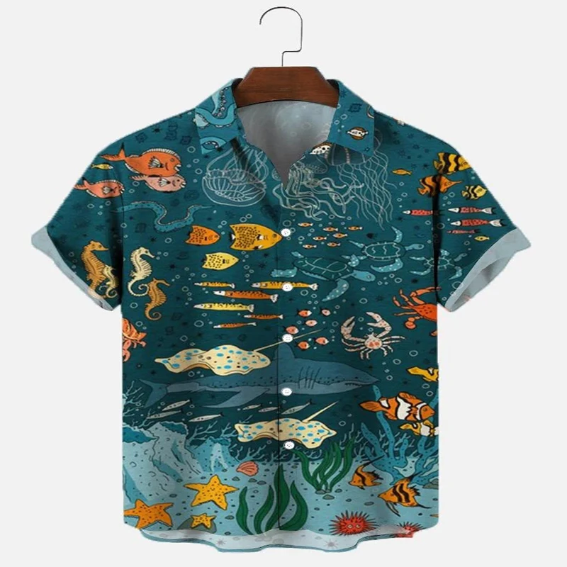 Underwater World Short Sleeve Shirt 3D All Over Printed Hawaiian Shirt for Men and Women Casual Shirt Unisex speedboat motorboat external gasoline engine powered underwater propulsion 2 2kw2 stroke 3p short axis