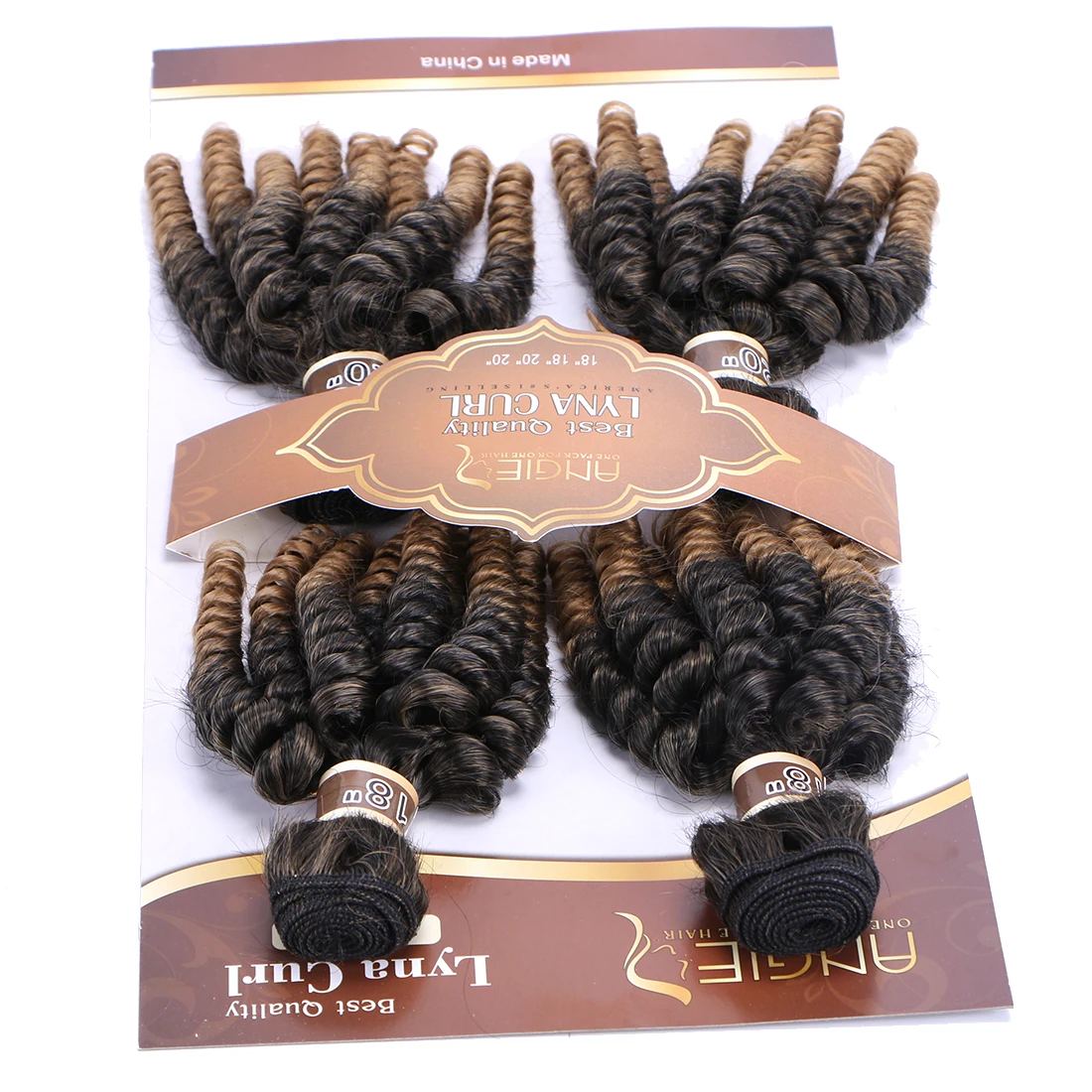 Angie Synthetic Funmi Curly Hair Bundles 4Pcs/Set 18 18 20 20 Inches High Temperature Hair Weaves for Women