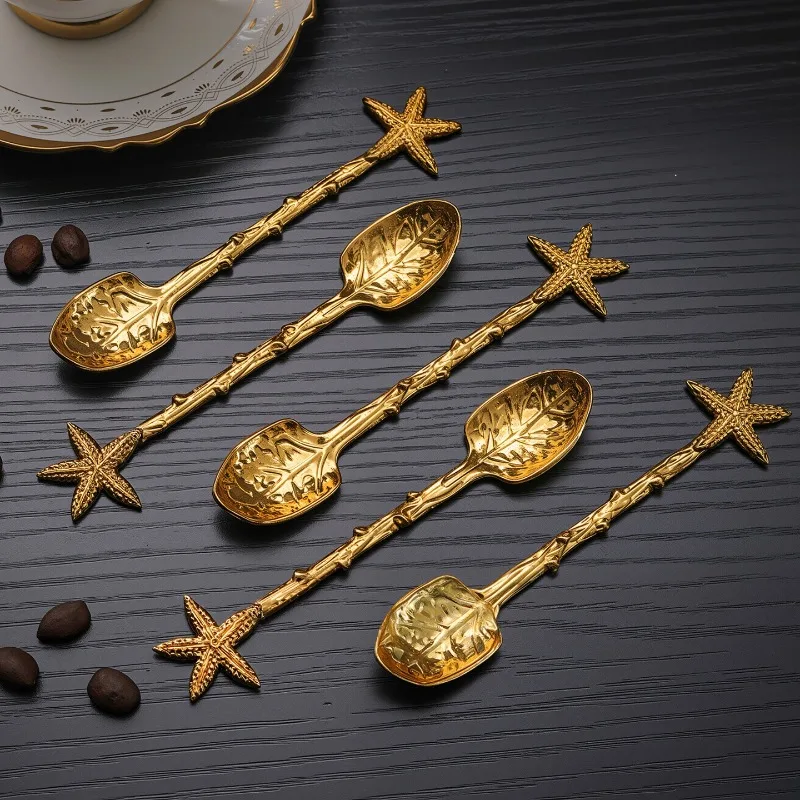 11CM Retro Metal Coffee Spoon Dragonfly Shape Ice Cream Dessert Mixing Teaspoon Kitchen Tableware
