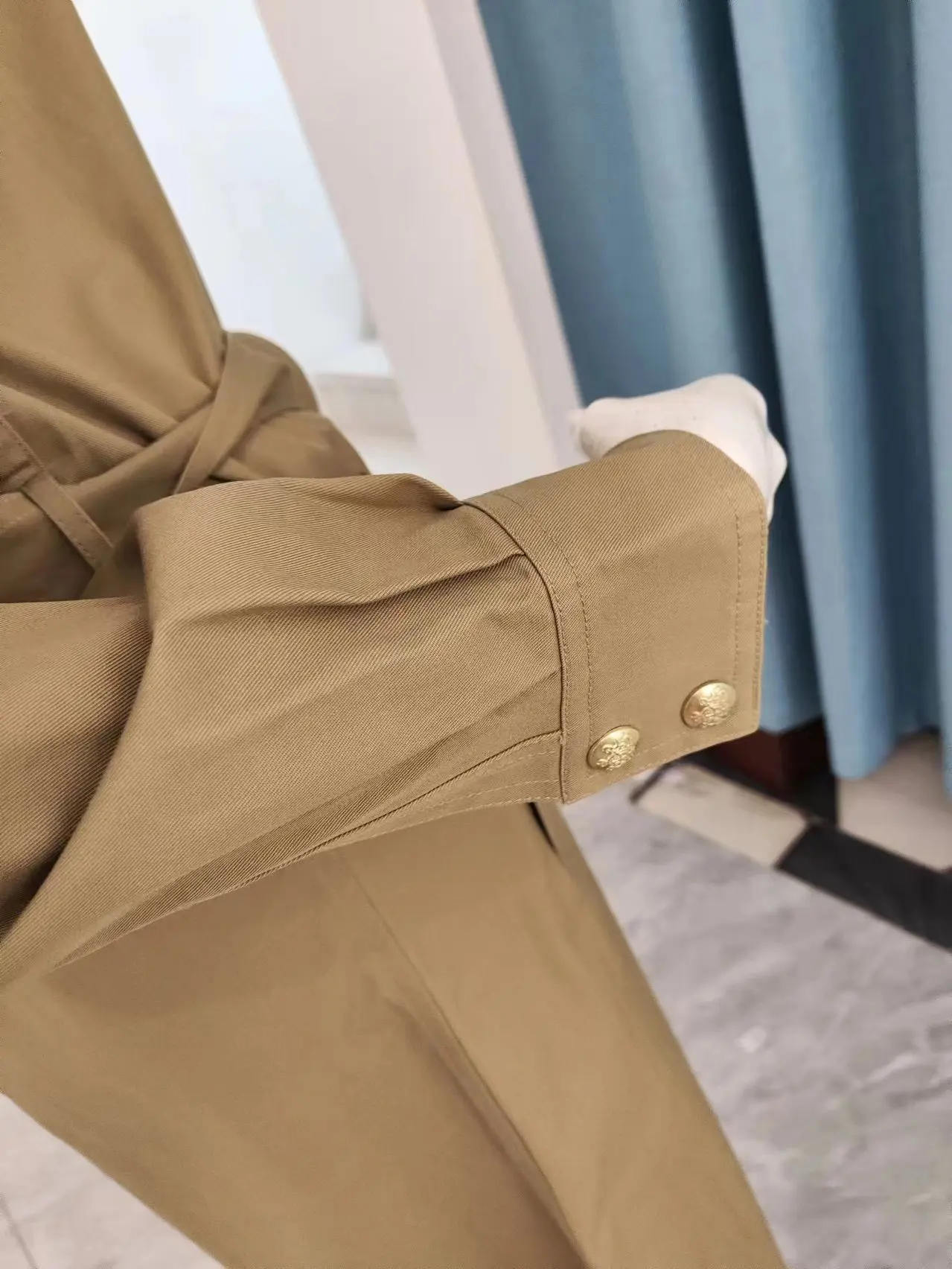 Fenggejiwo Women's Spring and Autumn Pure Cotton Belt Windbreaker Shirt Style Dress