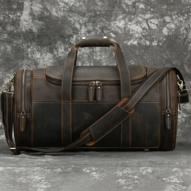 Sac de voyage en cuir vintage marron pour homme – La Boutique Des Hommes