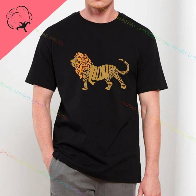 

Men Women Summer Vintage Short Sleeve Tee Lion Mens Clothes Fashion Letter Design Harajuku Oversized T-shirt 100% cotton Y2k