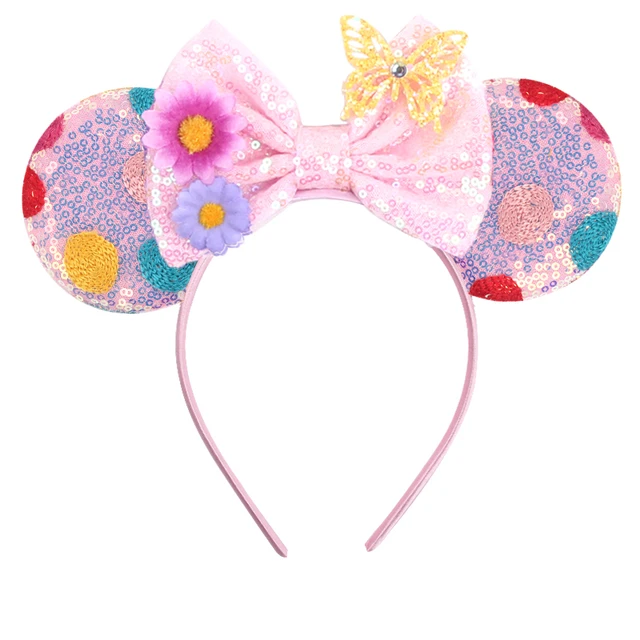 2024 Cute Candy Colors 4Inch Thicken Mouse Ears Headband For Girls Sequins  5 Bow Hairband DIY Festival Party Hair Accessories - AliExpress