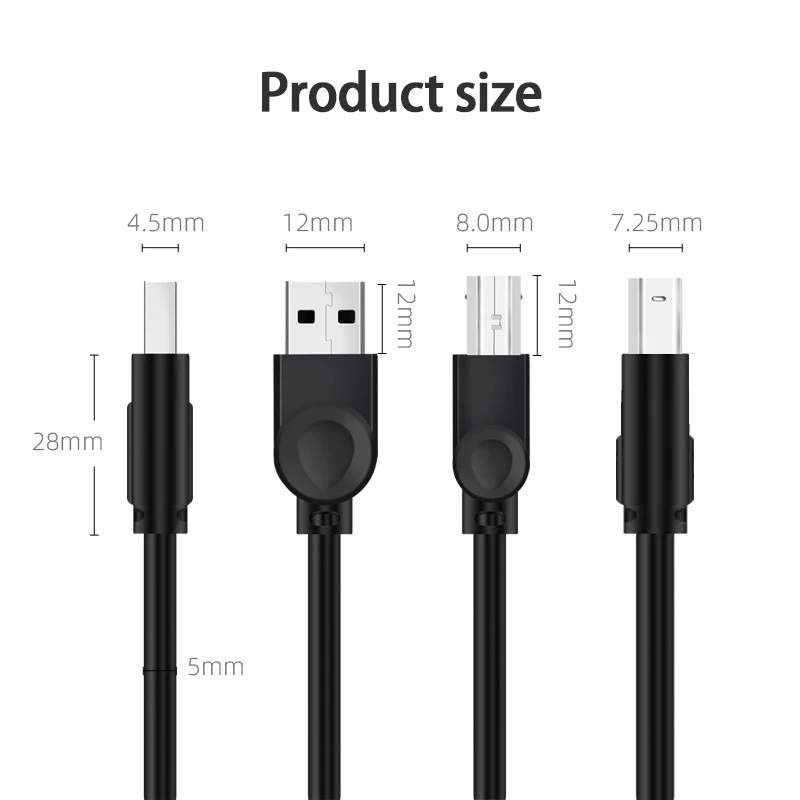 【빠른 배송】USB 프린터 케이블 0.5M/1M/1.5M/3M/5M/10M USB 2.0 유형 A 남성-B 남성 케이블 프린터용 연장 코드
