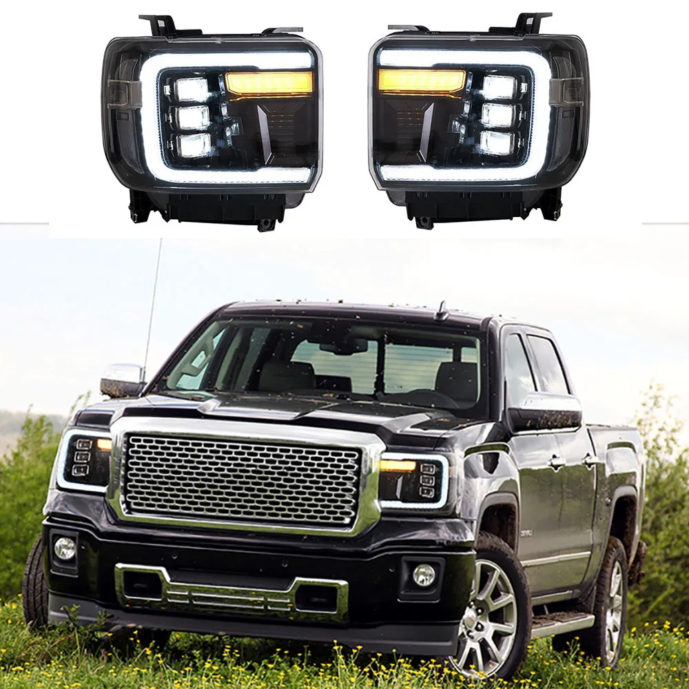 

Модифицированная светодиодная фара для передних фар GMC Sierra 2014, 2016, 2017, 2018, 1500 HD