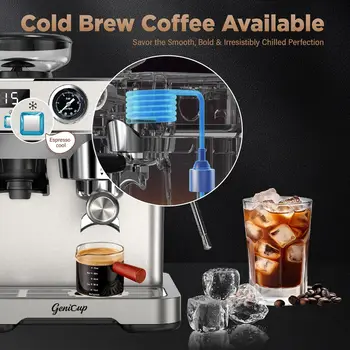 20 Bar Espresso Machine with Grinder, PID Temp Control 194-203°F, 68oz Tank, Cold Brew, All-in-One for Home 6