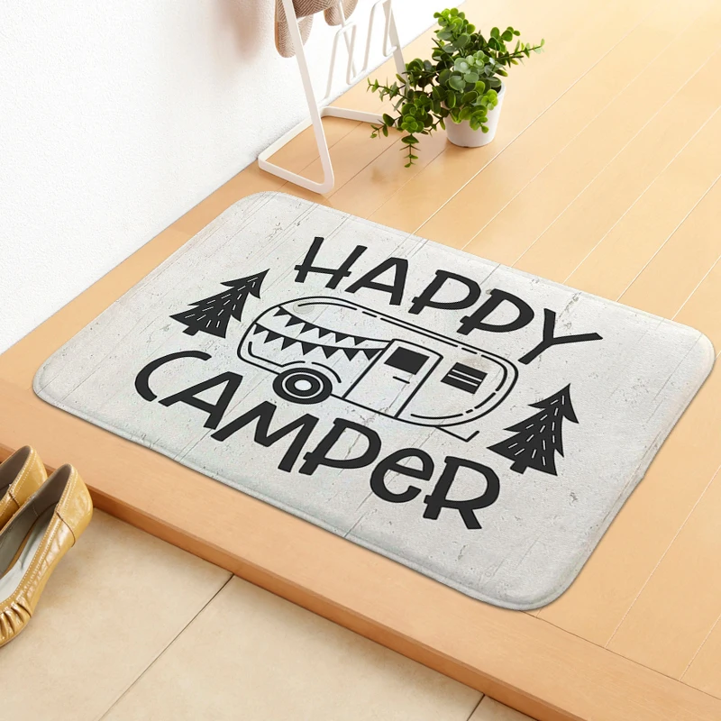 

Happy Campers Rug for Bedroom House Interior Entrance Mat Modern Home Decoration Custom Sleeping Room Rugs Entrance Doormat