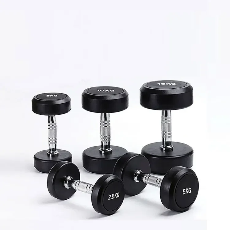Custom Round Head Dumbbells 2.5-15Kg Gym Training Bag Rubber Dumbbells