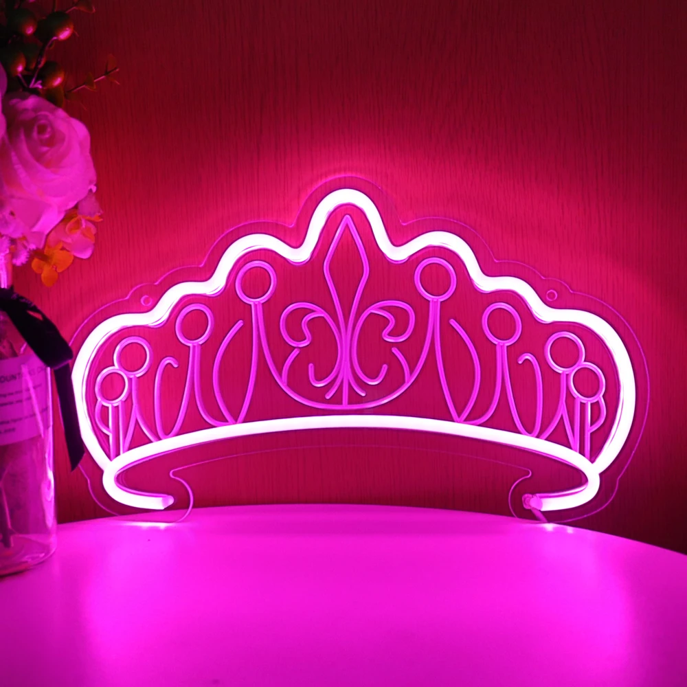

Wholesale Crown Shape LED Neon Sign Party Wall Hanging Light USB Powered Dimmable Night Lamps Home Bedroom Decor Xmas Gift