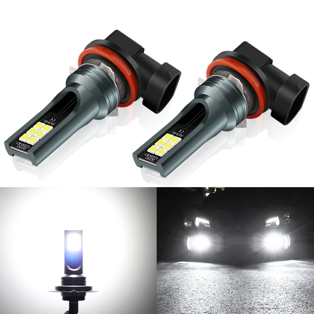 LED Headlights 2PCS Car H8 Bulb Super Bright 12v 6000k