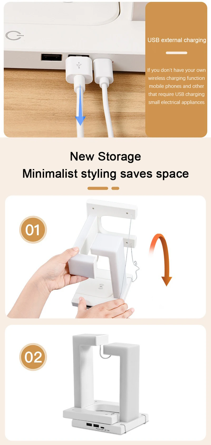 Description Picture 3 of itemWireless Charging LED Desk Lamp Mobile Phone Wireless Charging Bedroom Bedside Night Lights Home Decoratio Bedroomn Table Lamps