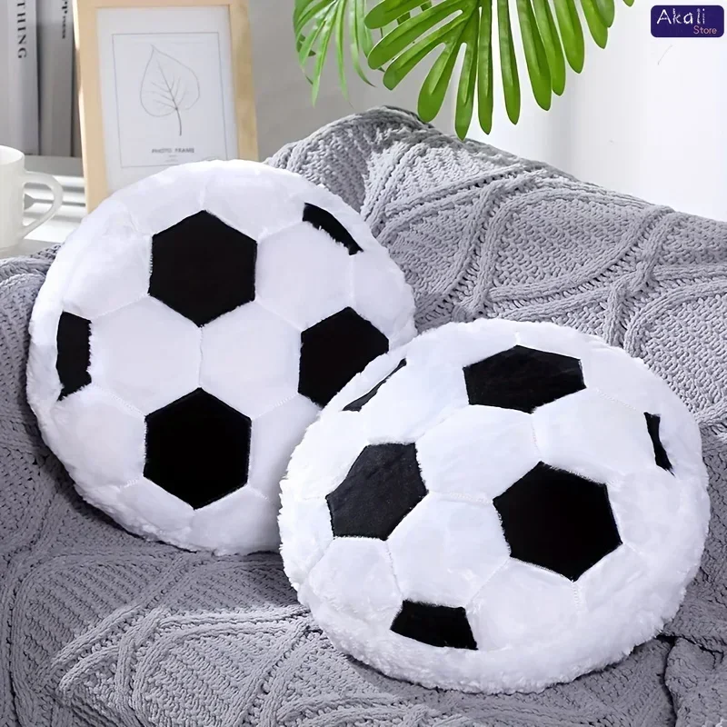 Sports Themed Plush Pillow Football Basketball Design Soft Fabric Cushion Simulation Football Doll Children's Birthday Gifts 3