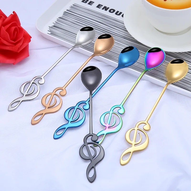 1/3/5/10pcs 304 Stainless Steel Musical Notes Coffee Spoon Stirring Cup Spoon Music Stick Ice Cream Gift Spoon