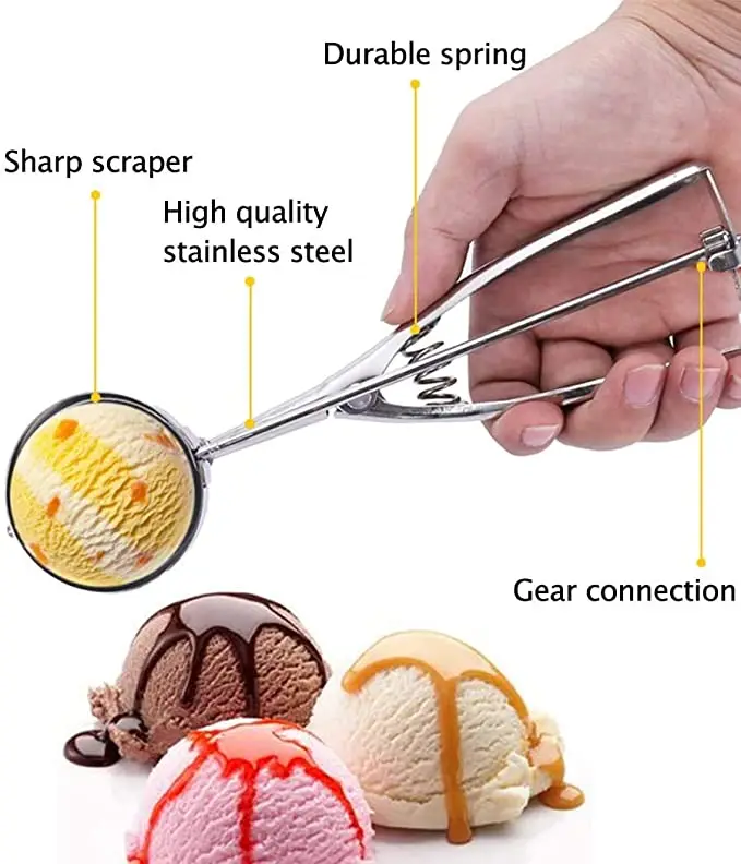 Cookie Scoop Set, Tuilful Ice Cream Scoops Set of 3 with Trigger, 18/8  Stainless Steel Cookie Scoops for Baking, Include Large-M - AliExpress