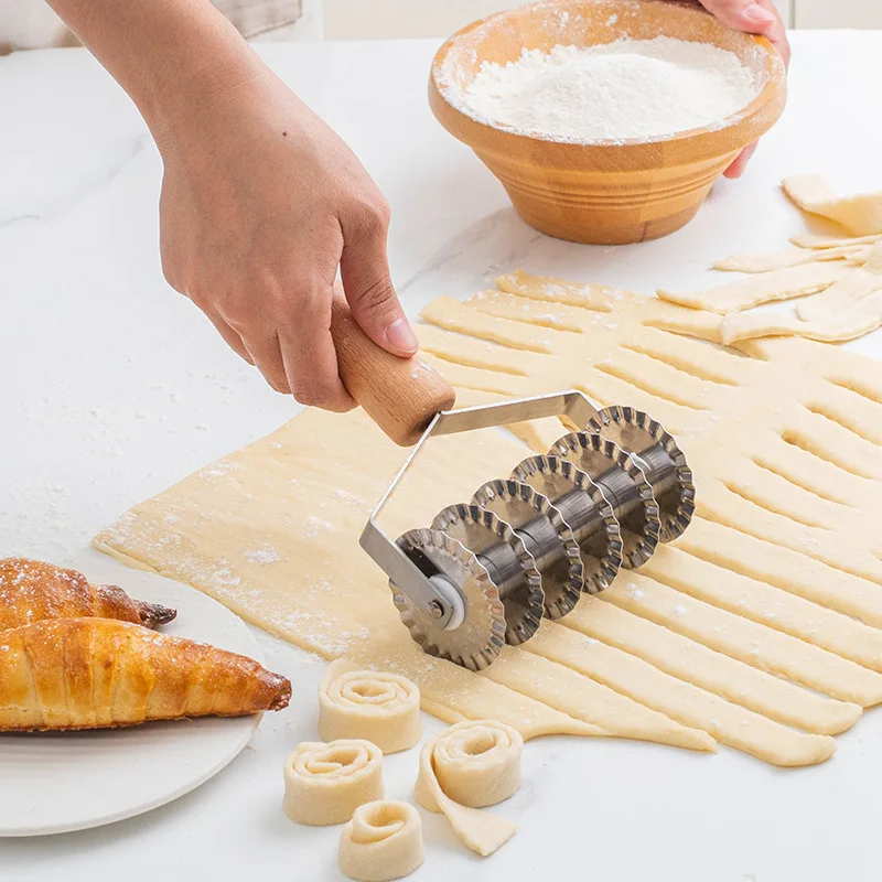 304 Stainless Steel Pastry Wheel Knife Pizza Pastry 6 Roller Cutter for Dough Cookie Pie Craft Kitchen Accessories