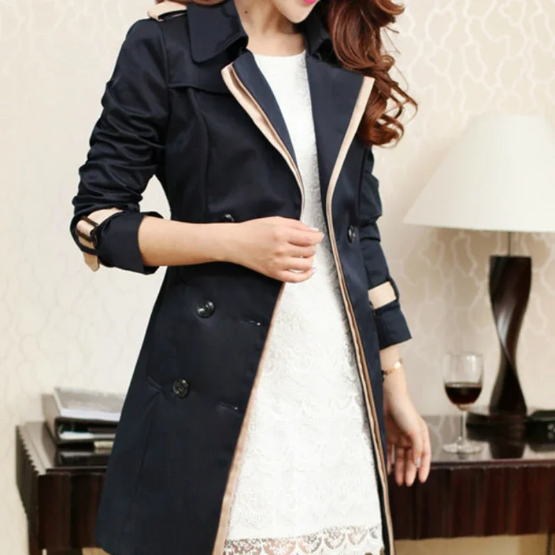 Trench Coat for Women 2025 Autumn Casual Double Breasted Female Long Trench Coats Plus Size Casaco Feminino Ladies Windbreaker - 5