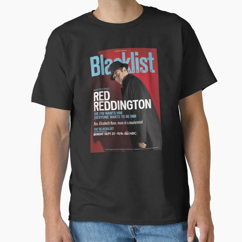 Red Reddington The Blacklist 5 of Retro TV-Serie, 100 % Baumwolle, bedrucktes Geschenk-T-Shirt für Herren, große Oberteile S-6XL