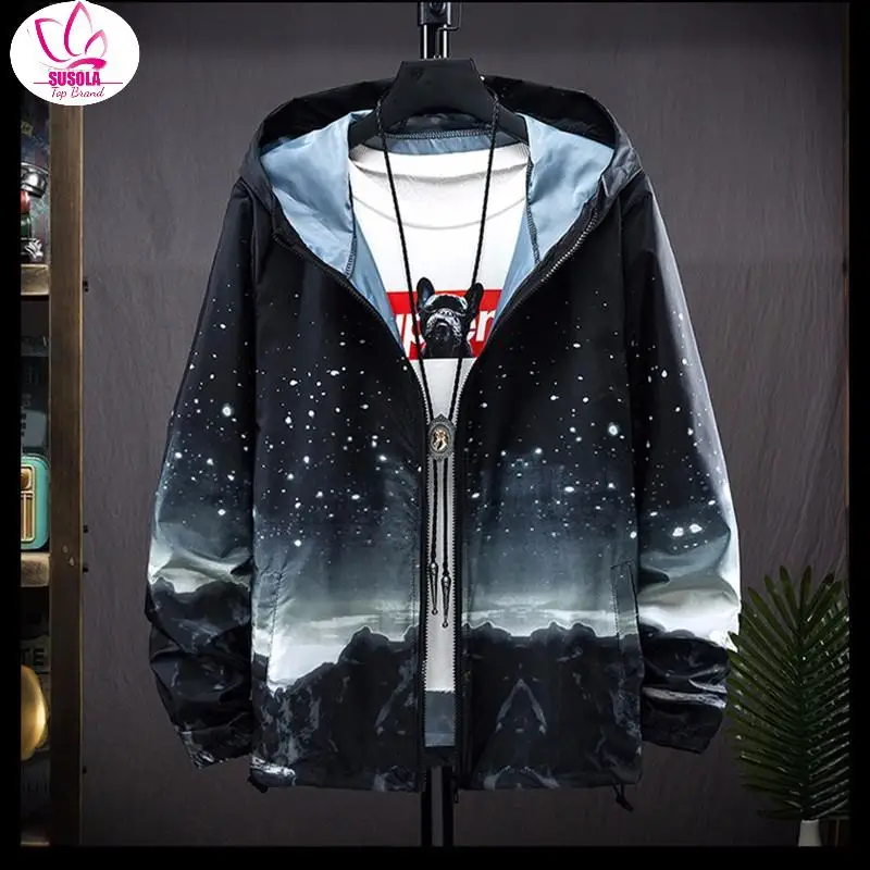 

SUSOLA Trend Printed Loose Jacket Women Summer Windbreaker Female Thin Coat Sportwear Beach Sun-protective Blouse