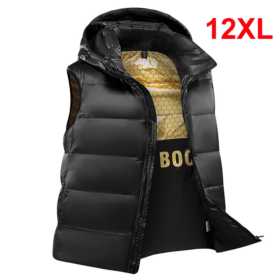 

12XL 10XL Plus Size Down Vests Men Winter Thick Down Sleeveless Jacket Fashion Casual Down Coats Male Big Size 12XL