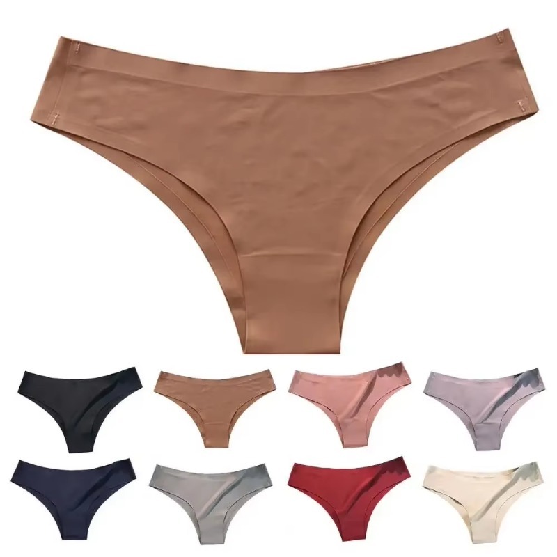 Seamless Panties Women Sexy Underwear Ice Silk Underpants Low Waist G-string Female Soft Solid Ultra-thin Briefs
