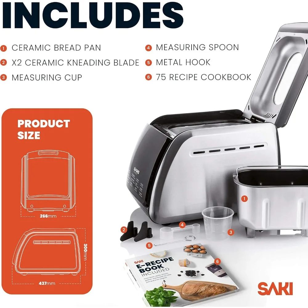 Bread Maker Machine, 3 LB XL 12-in-1 Programmable, BPA-Free & Nonstick Ceramic Pan, Digital Touch Panel, 3 Loaf Sizes, 5