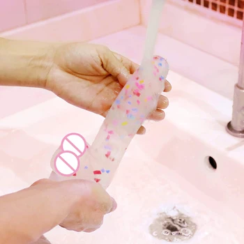 Colorful Silicone Huge Realistic Dildo with Lifelike Clear Balls and Suction Cup,Realistic Huge Dildo Adult Sex Toy 2