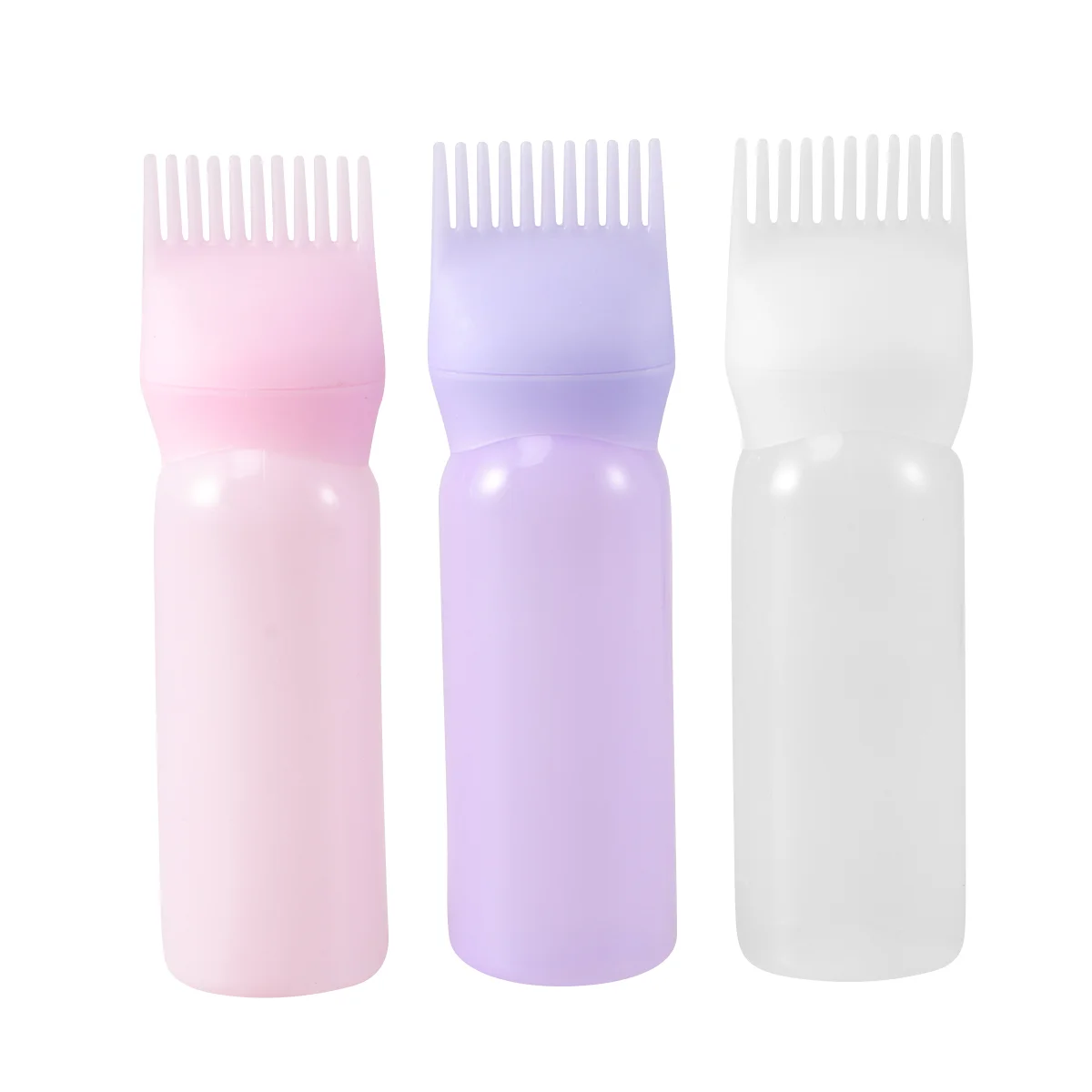 

3pcs Hair Dye Bottle Applicator Comb Dispensing with Graduated Scale Salon Hair Coloring Dyeing (Random Color)