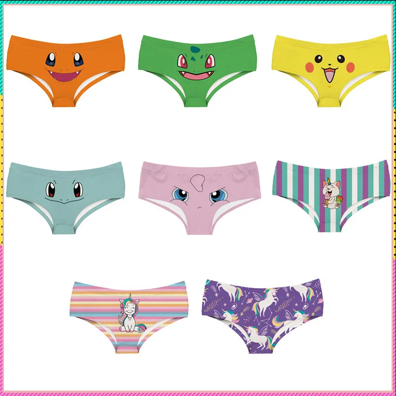 

Pokemon Anime Super Soft Women 3D Panties Underwear Cartoon Pikachu Print Kawaii Push Up Sexy Briefs Lingerie Thong for Female