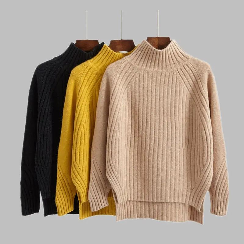 

Solid Colour OL Spring Fall Korean Pullover Long Sleeve Sweater Loose Coat Casual Cloth Girl T-shirt Tops Clothes for Women Girl