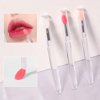 1/3/10pcs Portable Silicone Lip Brush with Cover Soft Multifunction Lip Balm Applicator Lipstick Lipgloss Makeup Brush Reusable 1