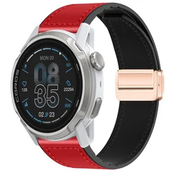Premium Hybrid Silicone - Leather Strap with Magnetic Buckle, 20mm/22mm - Suunto Vertical 2 - 1 (Red 8)