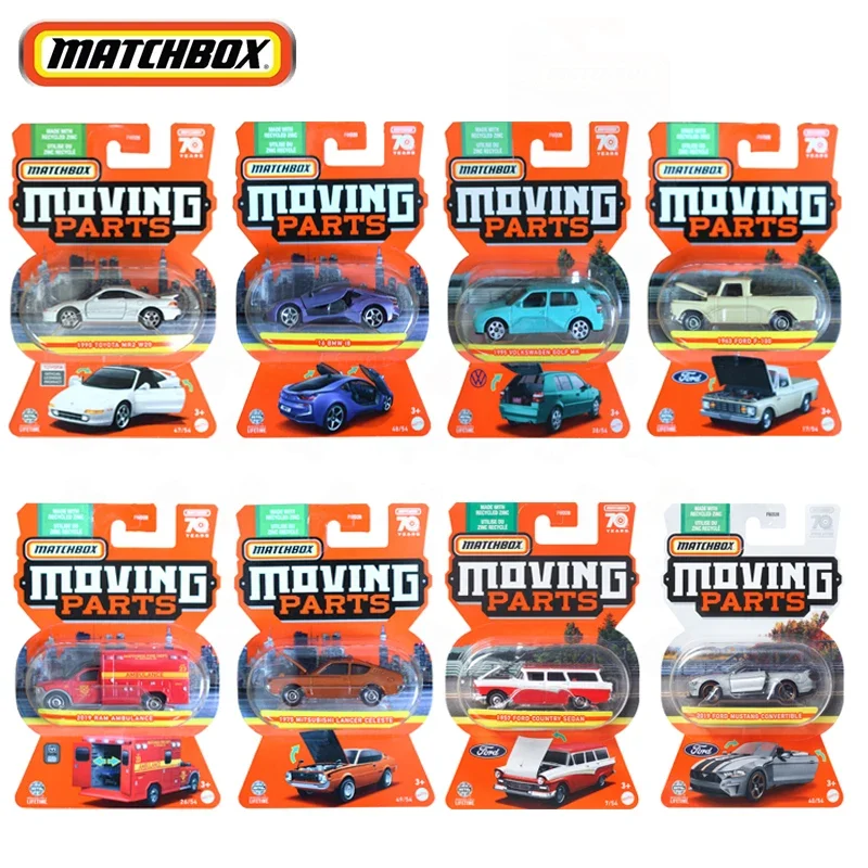 Original Mattel Matchbox Car Moving Parts Kids Toy for Boy 1/64 Diecast Vehicle 70 Years Ford Mustang Volkswagen Toyota MR2 Gift