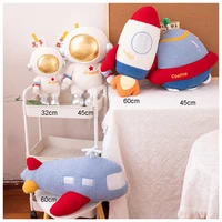 ZU Space Theme Party Home Decor Cute Astronauts UFO Rocket and Plane Plush Toys Boys Tent Room Throw Pillows 2