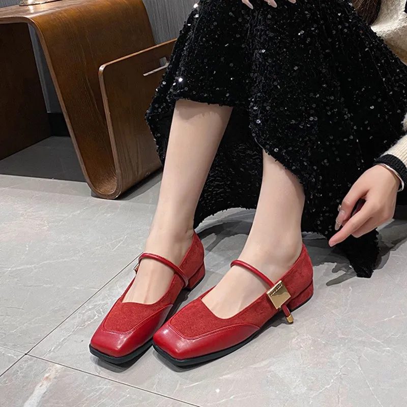 new 2026 style french retro square toe mary jane shoes for women, women's low top large size single shoes, women's luxury New 2026 Style French Retro Square-toe Mary Jane Shoes for Women, Women's Low-top Large-size Single Shoes, Women's Luxury 6