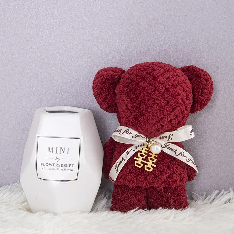Towel Cartoon Cute Coral Velvet Bear Square Towel Holiday Birthday Wedding Souvenir Gift Household Washcloth 1pc