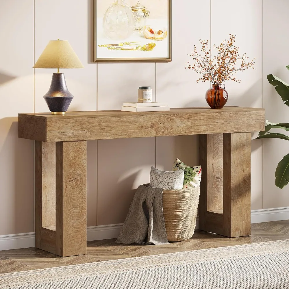 Console Table, Wooden Rectangular Sofa Table Behind The Couch, Farmhouse Entryway Table for Entrance, Hallway, Living Room