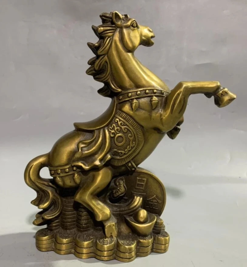 

China brass archaize recruit wealth horse crafts statue