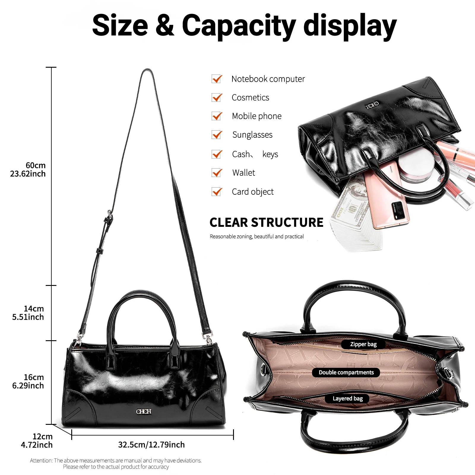 حقيبة كتف نسائية من تصميم CHCH، تتميز بتصميم جديد...