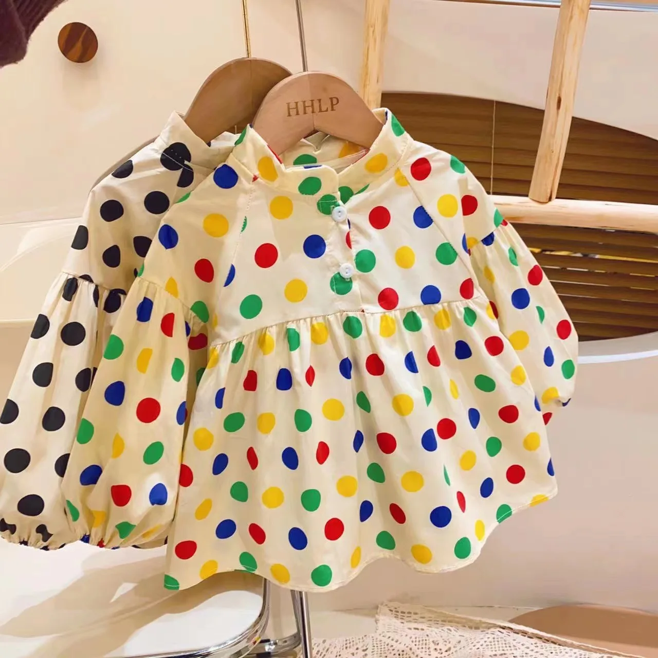 

Girls Princess Shirt Children Baby Kids Spring Autumn Period Long Sleeve Shirts Dot Cute Doll Garment