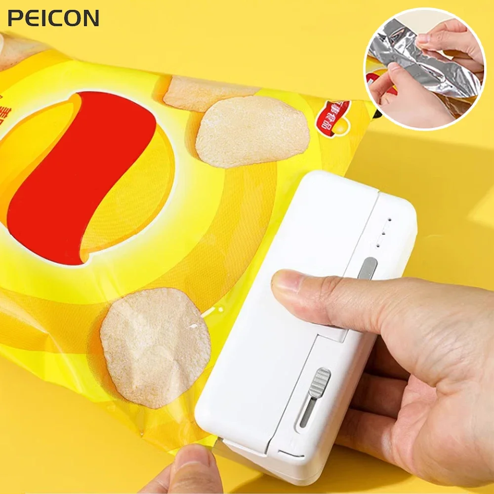 Mini Plastic Bag Sealer Heat Bag Sealing Machine Food Packaging Plastic Bags Sealer Clip Handheld Rechargeable Heat bag sealer