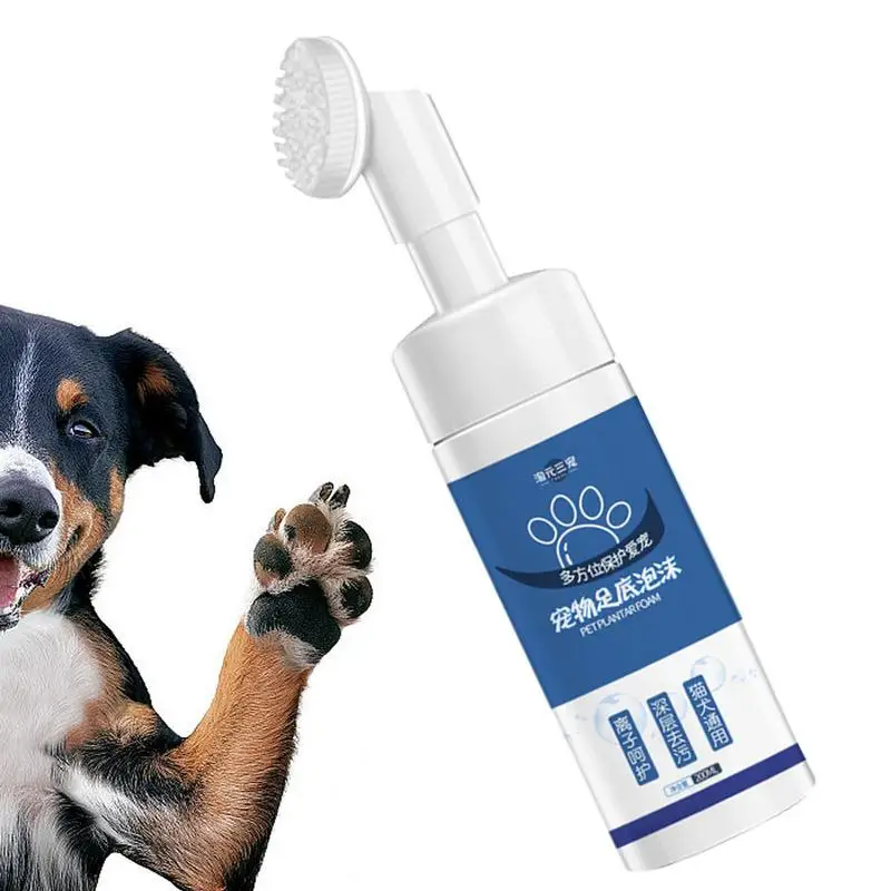 

Pet Foot Cleaner 200ml Dogs Cats No-wash Paw Foam Washing Herbal Extract Paws Foaming Cleanser With Brush Grooming Supplies