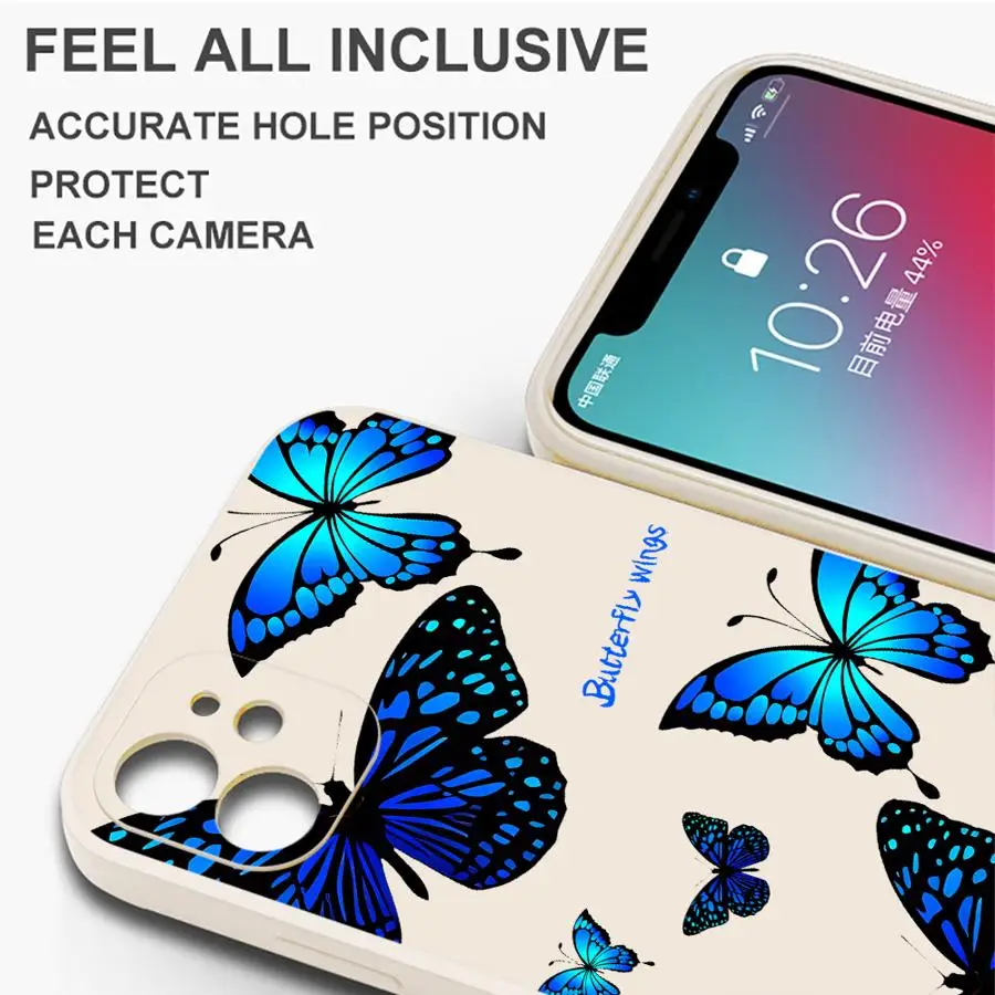 Elegant Blue Butterfly Lanyard Silicone Phone Case