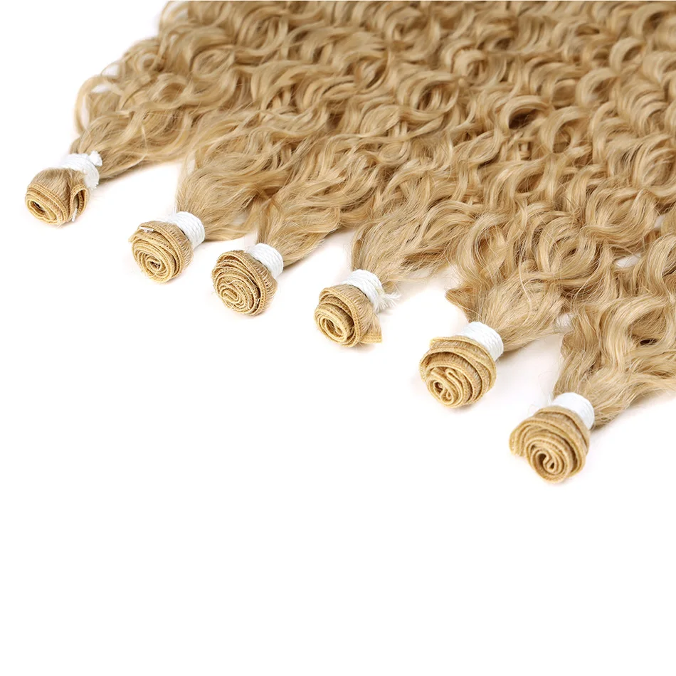 Synthetic Curly Hair Bundles Water Wave Extensions Weave Heat Resistant Fiber hair extensions