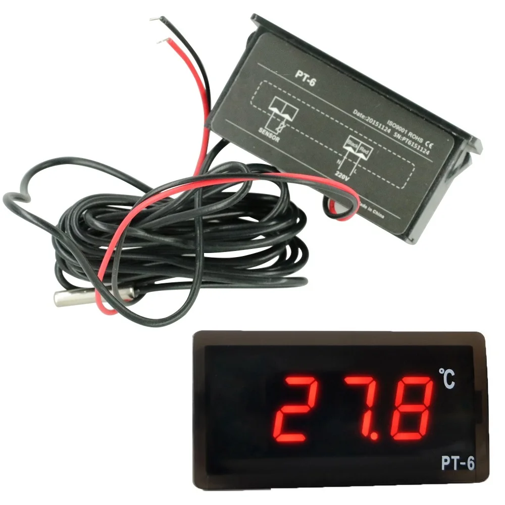 AC 220V Digital Car Thermometer Vehicle Temperature Meter Monitor AC Newest Automotive Thermometer With 2M NTC Senso