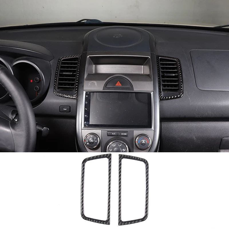 

For Kia Soul AM 2009 2010 2011 2012 2013 Soft Carbon Fiber Car Air Conditioning Air Outlet Trim Sticker Car Interior Accessories