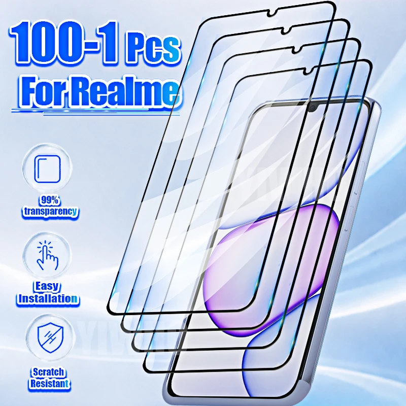 Premium Protective Tempered Glass Screen Protector - Full Cover HD Black Film, 1-100Pcs Pack